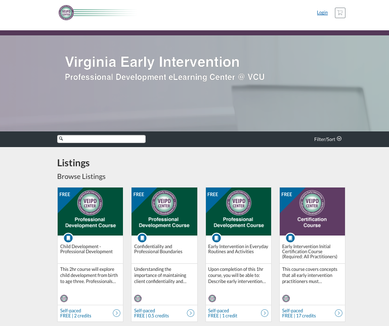VEIPD Canvas Course Catalog Screenshot